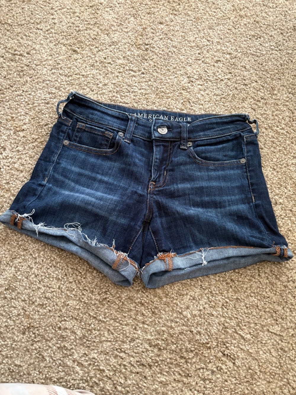 American Eagle Outfitters Indigo Rolled Hem Denim Shorts